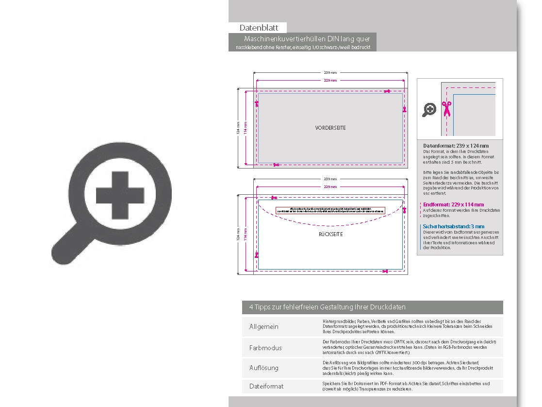 Product Bild maschinenkuvertierh__llen_din_lang_quer__nassklebend_ohne_fenster__einseitig_1_0_schwarz-_wei___bedruckt