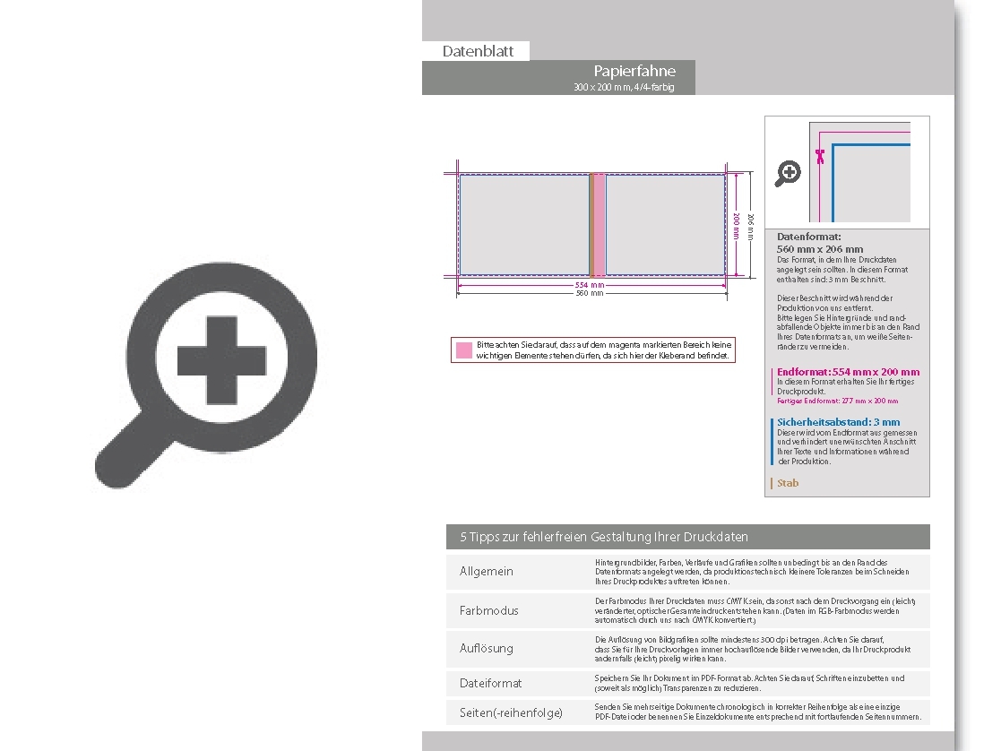 Product Bild hochwertige_papierfahne_mit_kunststoffstab__300_x_200_mm__beidseitig_bedruckt